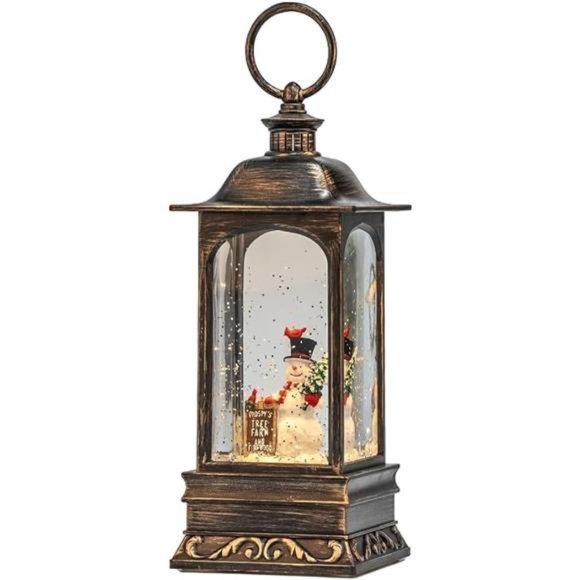 Christmas Snow Globe Lantern, Musical LED Lighted Scene - Snowman - Picture 1 of 6